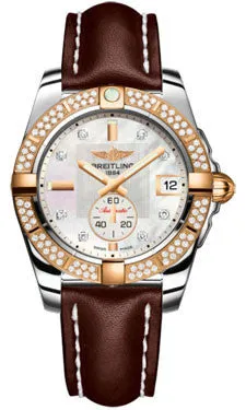 Breitling - Galactic 36 Automantic Steel-Rose Gold - Diamond Bezel - Leather Strap