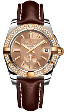 Breitling - Galactic 36 Automantic Steel-Rose Gold - Diamond Bezel - Leather Strap