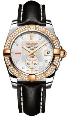 Breitling - Galactic 36 Automantic Steel-Rose Gold - Diamond Bezel - Leather Strap