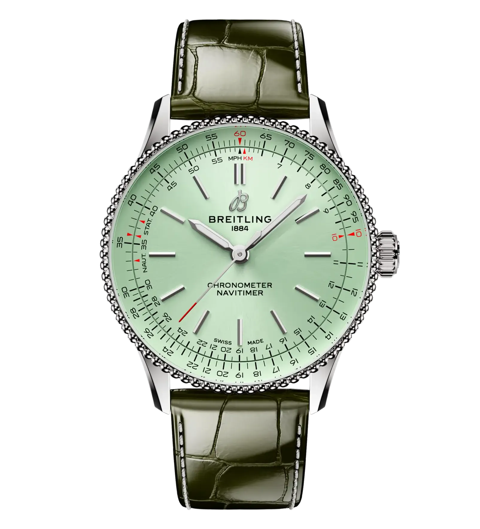 Breitling Navitimer Automatic 36 Watch with Green Leather Strap