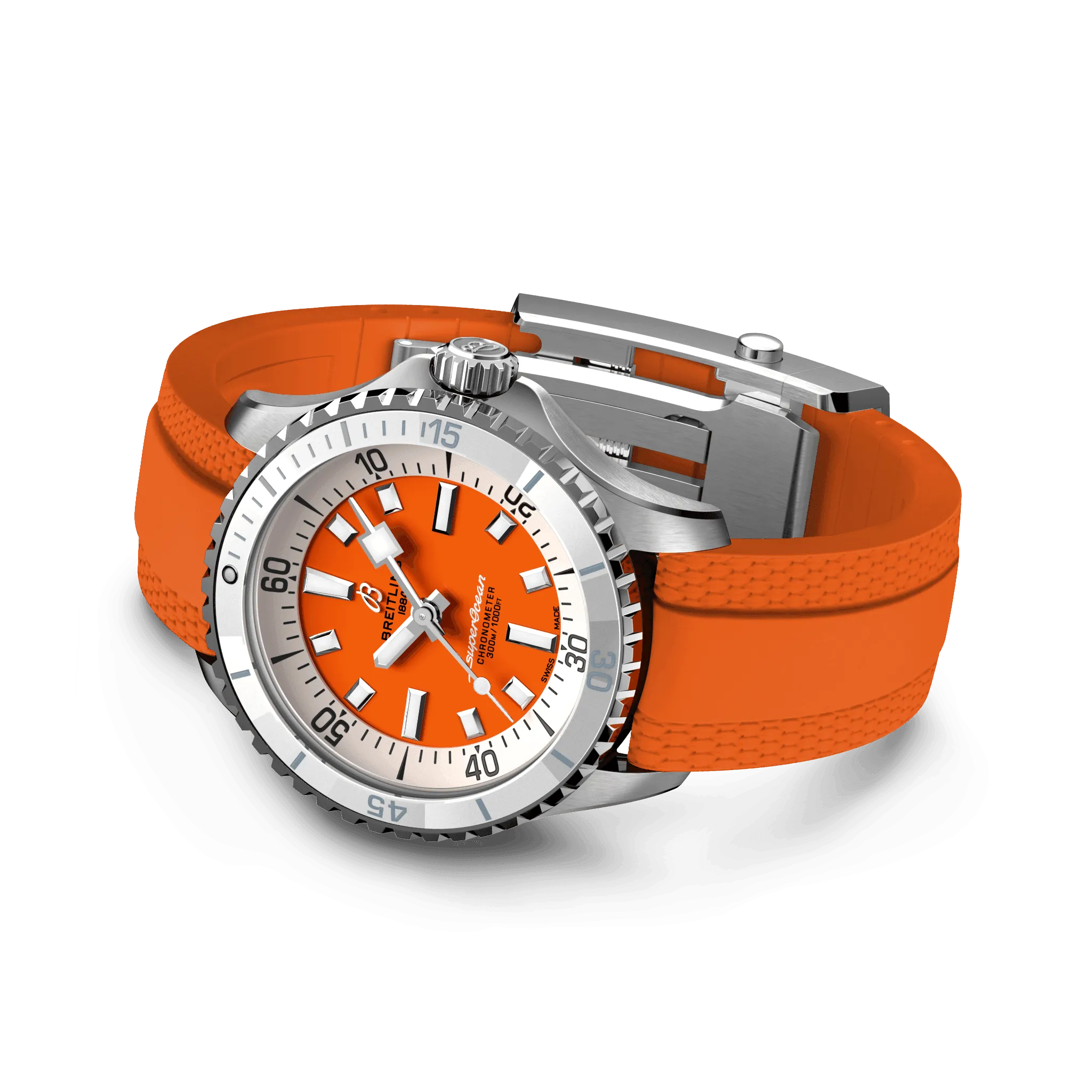 Breitling Superocean Orange on Rubber Watch, 36mm