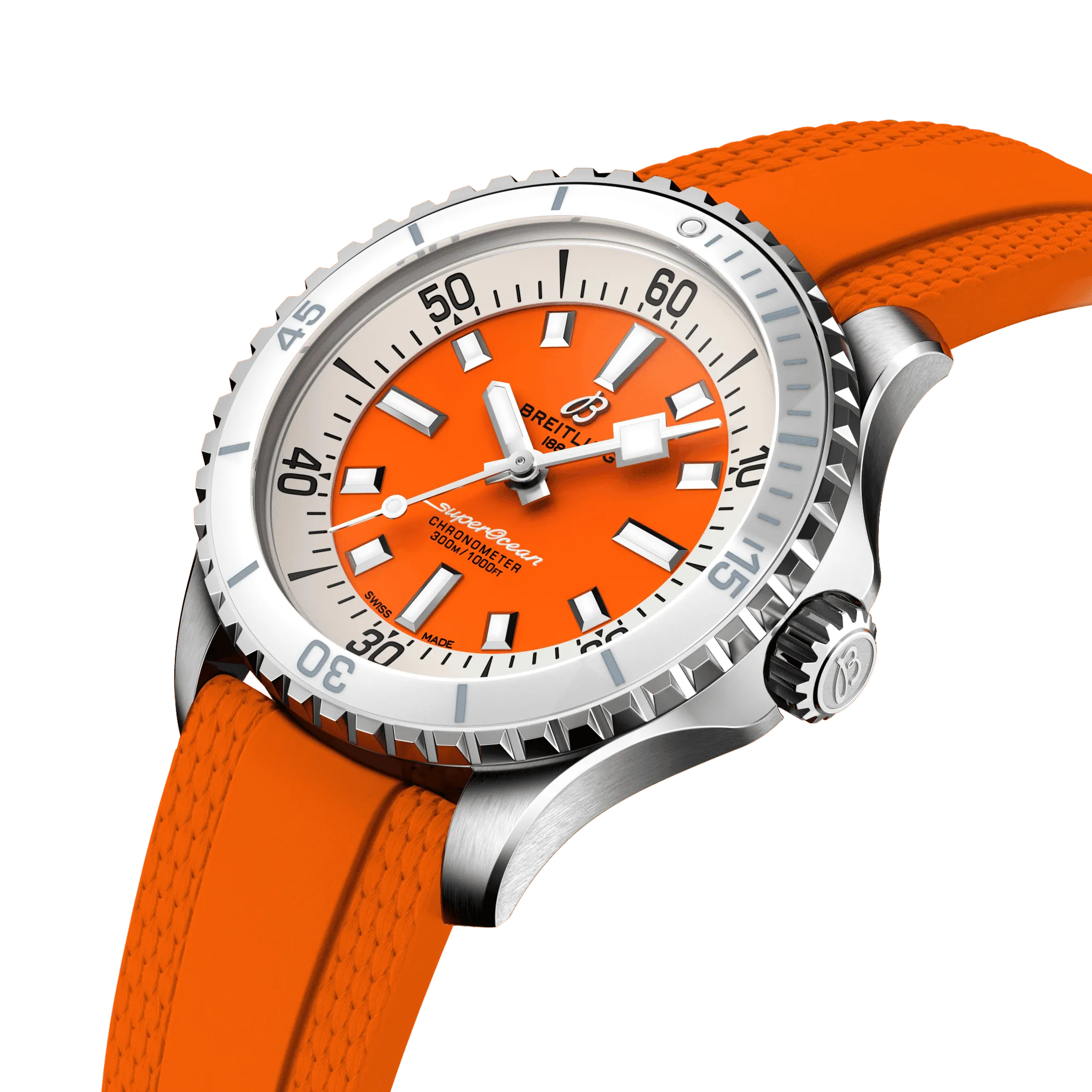 Breitling Superocean Orange on Rubber Watch, 36mm
