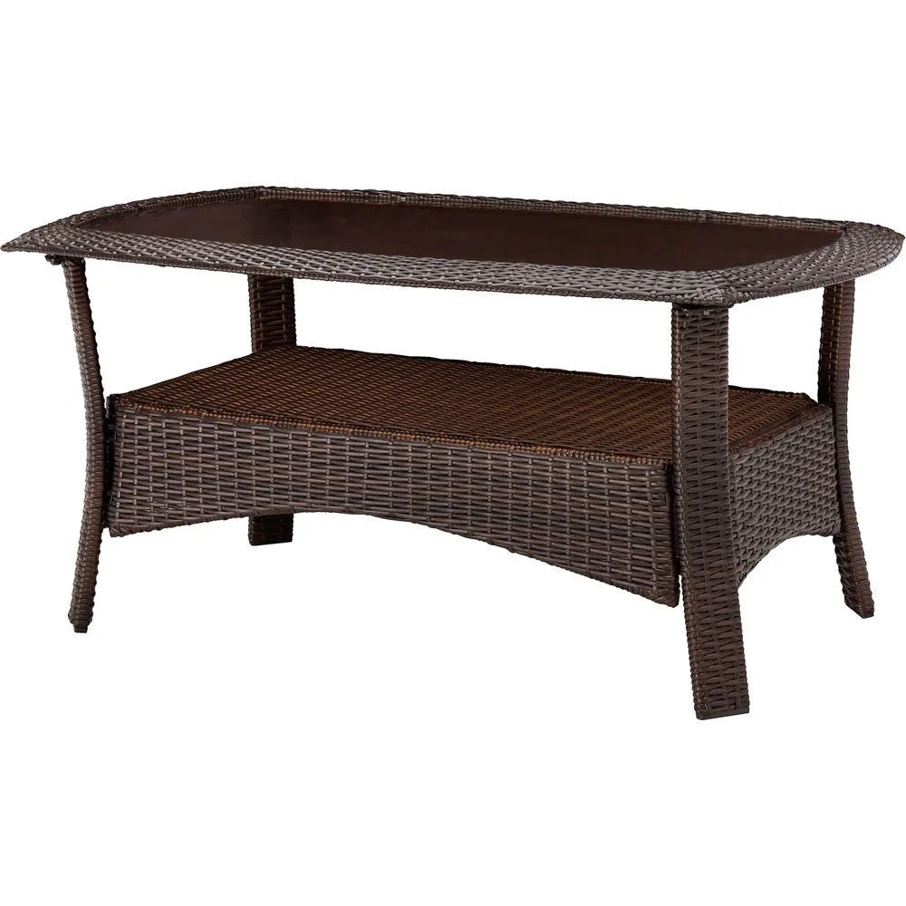 Brown Resin Wicker 6-Piece Patio Furniture Lounge Set with Red Seat Cushions