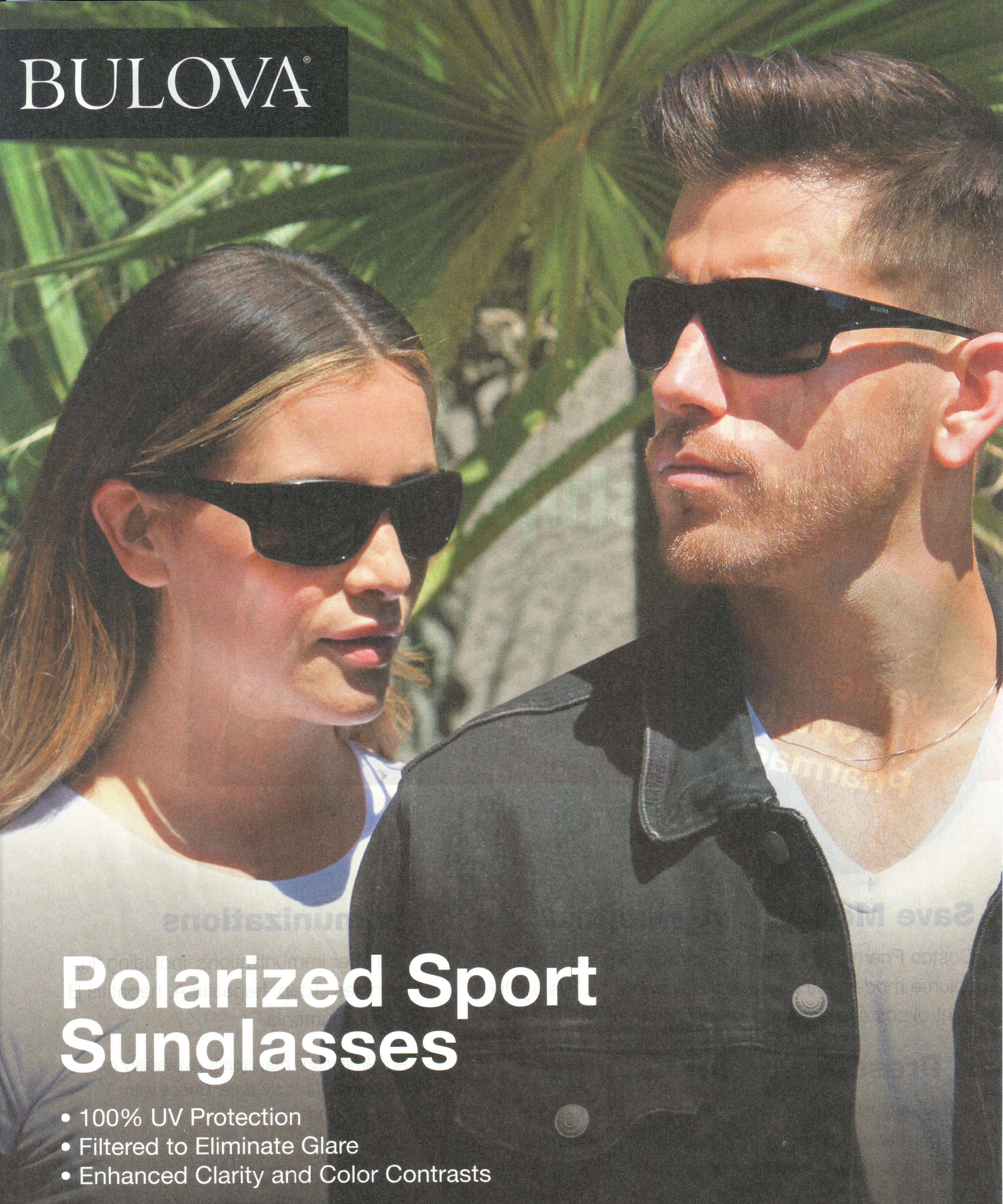 Bulova Coronado Sunglasses Unisex Polarized Sport Shiny Black Frame