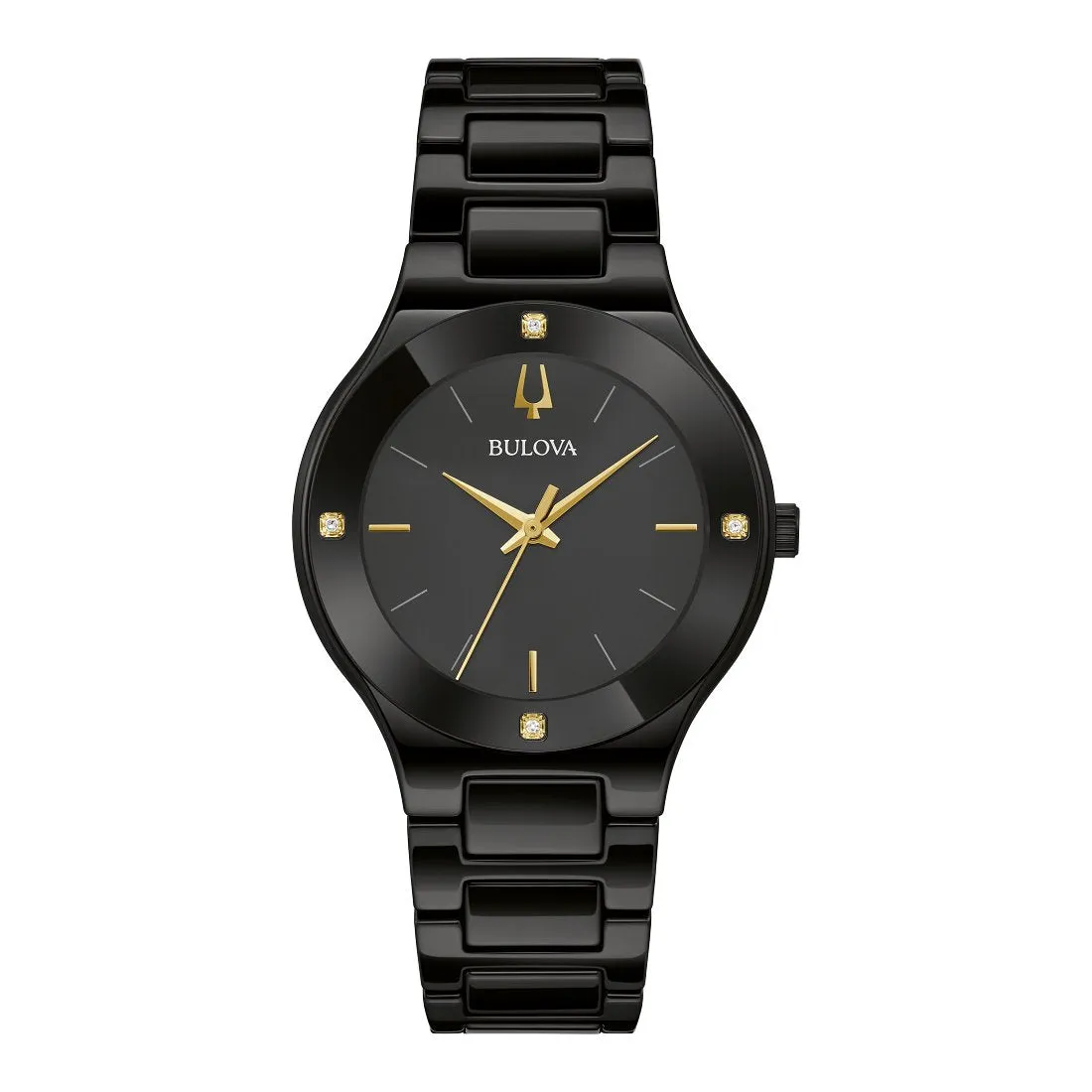 Bulova Millennia Ladies Black Tone Diamond and Black Mother of Pearl Dial Ceramic Watch