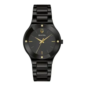 Bulova Millennia Ladies Black Tone Diamond and Black Mother of Pearl Dial Ceramic Watch