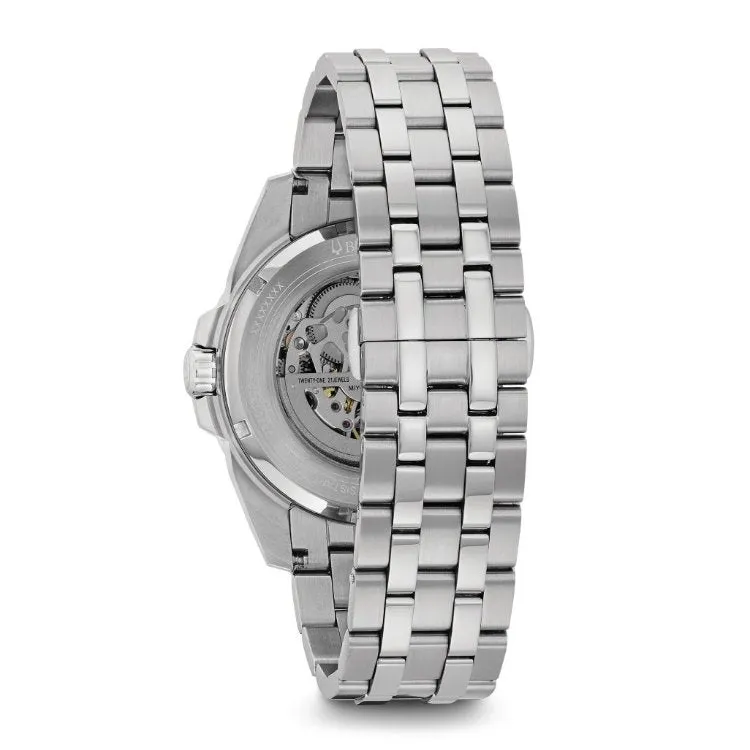 Bulova Sutton Mens Automatic Stainless Steel Skeleton Dial Watch