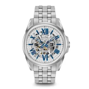 Bulova Sutton Mens Automatic Stainless Steel Skeleton Dial Watch
