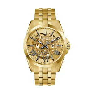 Bulova Sutton Men's Gold Tone Automatic Skeleton Watch