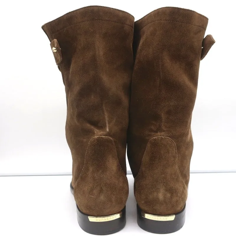 Burberry Lyndhurst Boots Brown Suede Size 39 Flat Ankle Boots