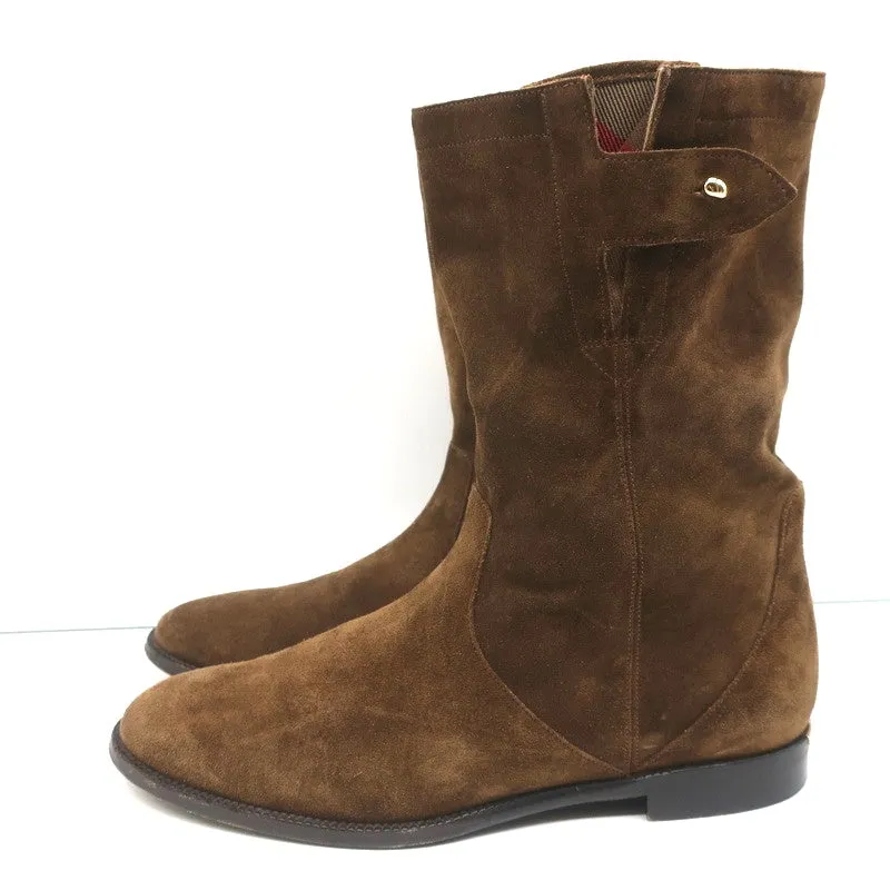 Burberry Lyndhurst Boots Brown Suede Size 39 Flat Ankle Boots