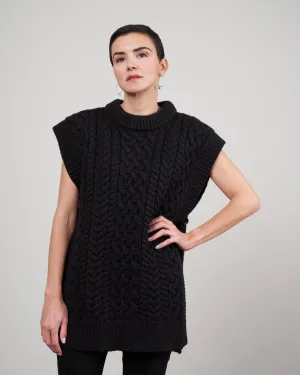 cable sleeveless vest - black