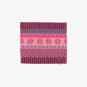 Cache-cou en tricot rose, pêche et turquoise à motif, bébé || Pink, peach and turquoise patterned neck warmer, baby