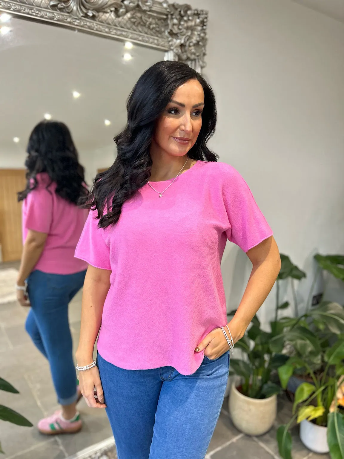 Candy Pink Reverse Seam Soft Knit Devon