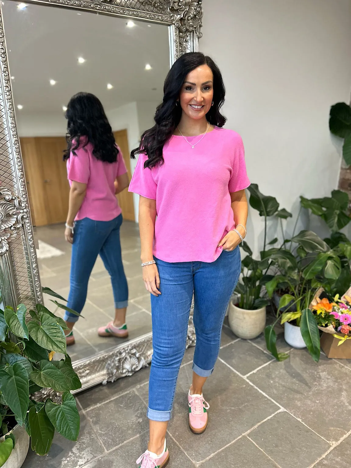 Candy Pink Reverse Seam Soft Knit Devon