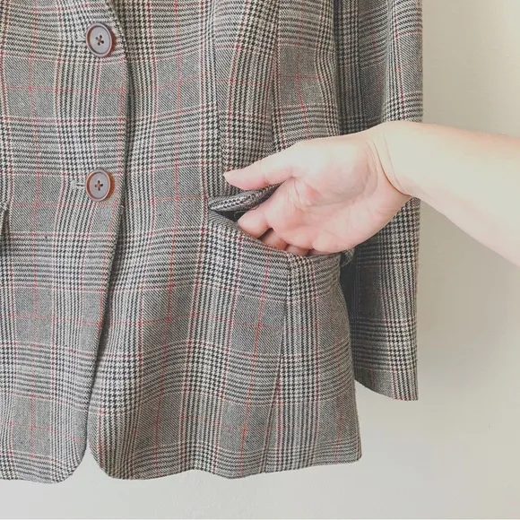 Capulet • Wool Blazer in Brown Grey Plaid
