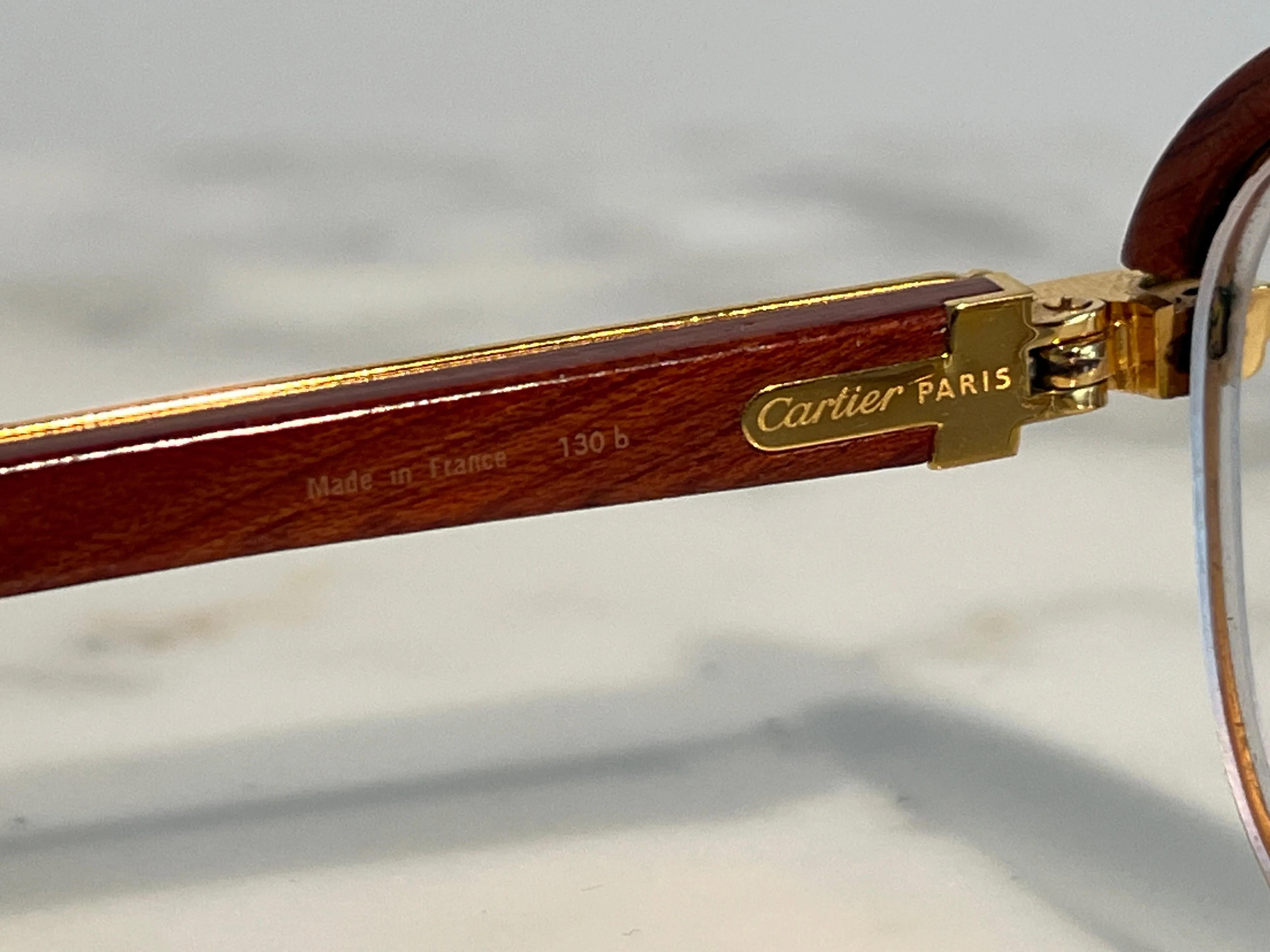 Cartier Malmaison 22k Gold Bubinga Wood Glasses Sunglasses Frame