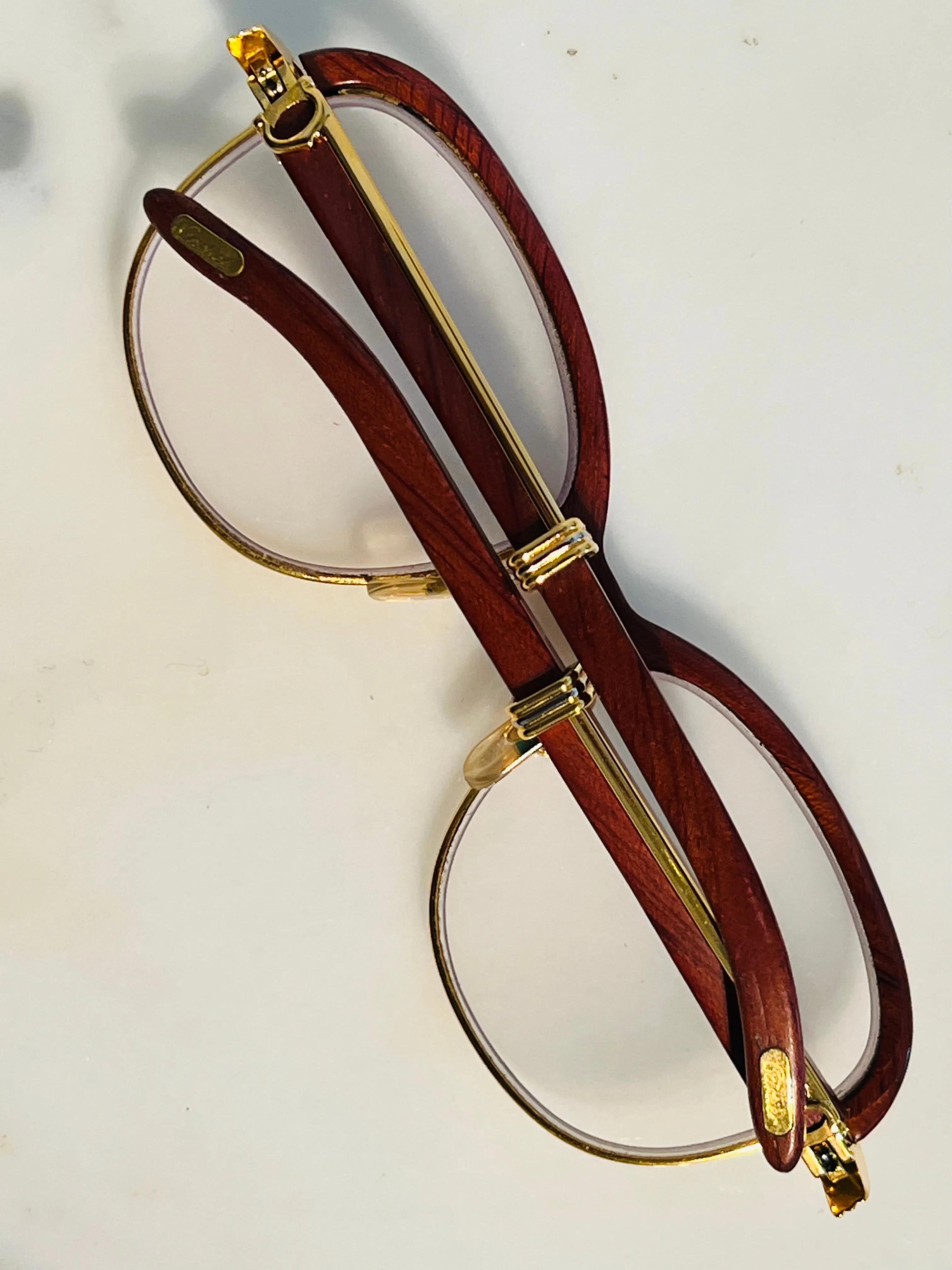 Cartier Malmaison 22k Gold Bubinga Wood Glasses Sunglasses Frame