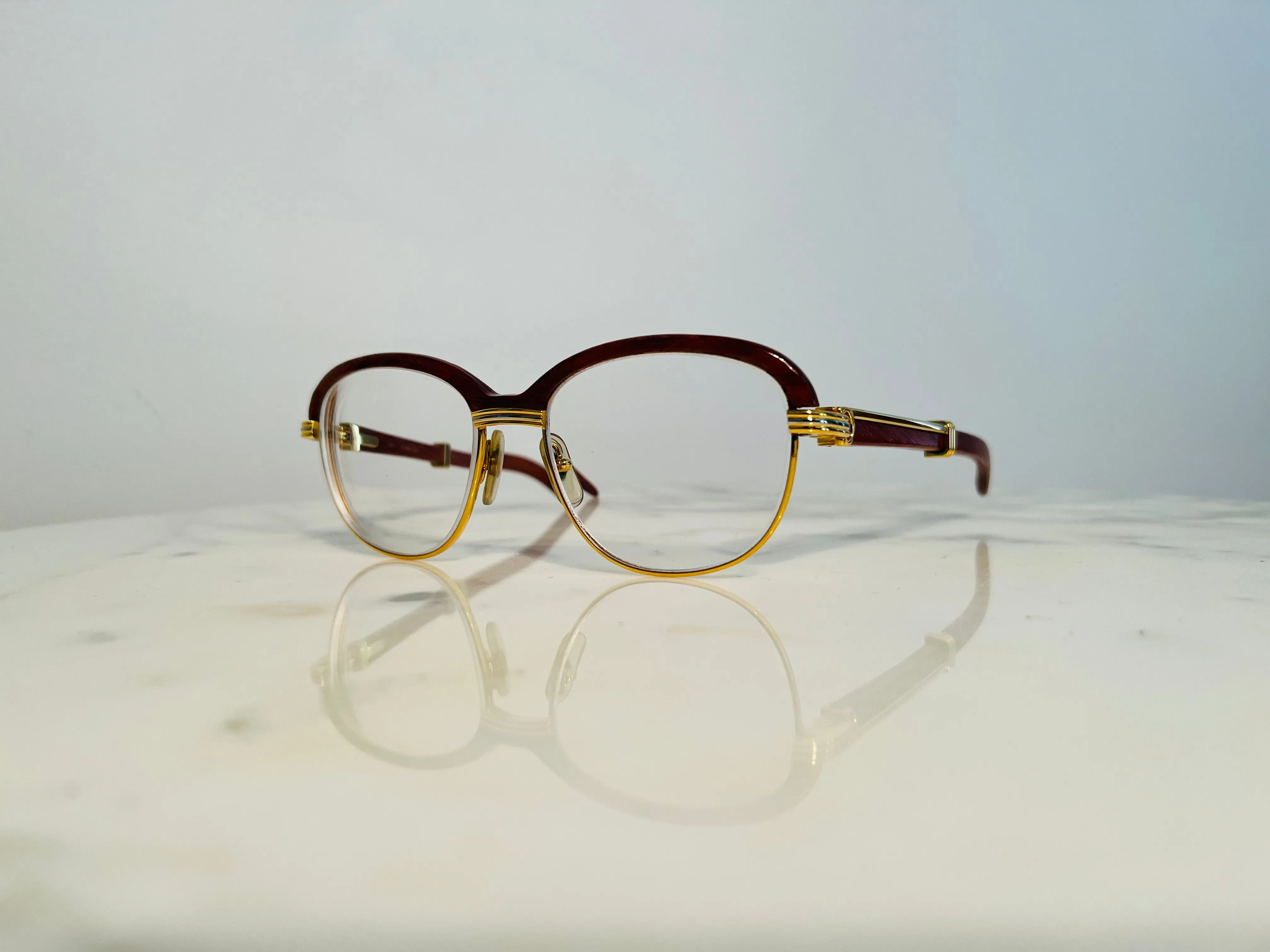 Cartier Malmaison 22k Gold Bubinga Wood Glasses Sunglasses Frame