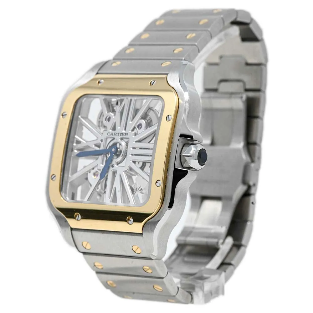 Cartier Mens Skeleton Horloge Santos Two Tone Stainless Steel and Yellow gold 40mm Skeleton Dial Watch Reference: WSSA0030