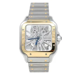 Cartier Mens Skeleton Horloge Santos Two Tone Stainless Steel and Yellow gold 40mm Skeleton Dial Watch Reference: WSSA0030