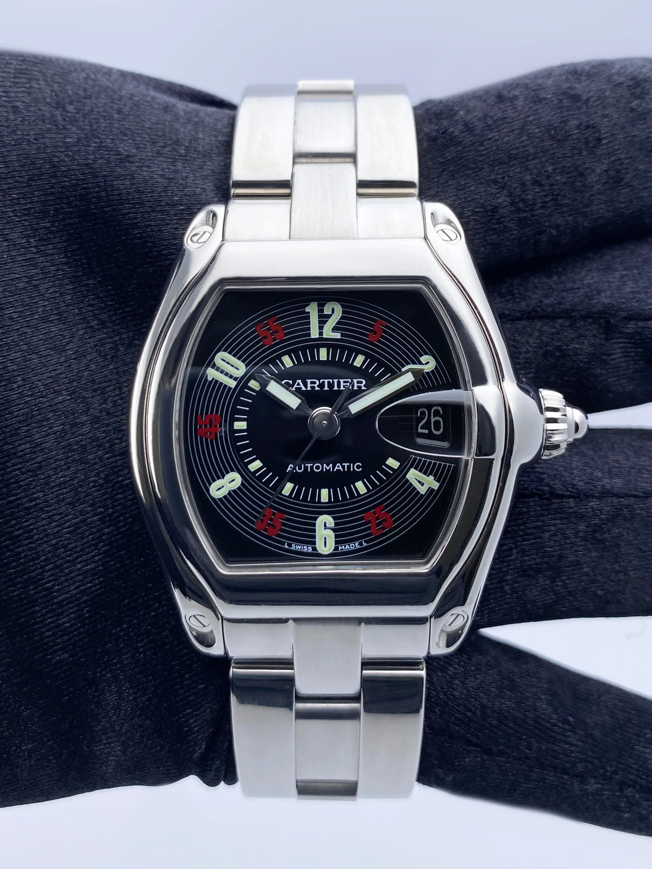 Cartier Roadster W62000V3 Black Dial Stainless Steel Mens Watch