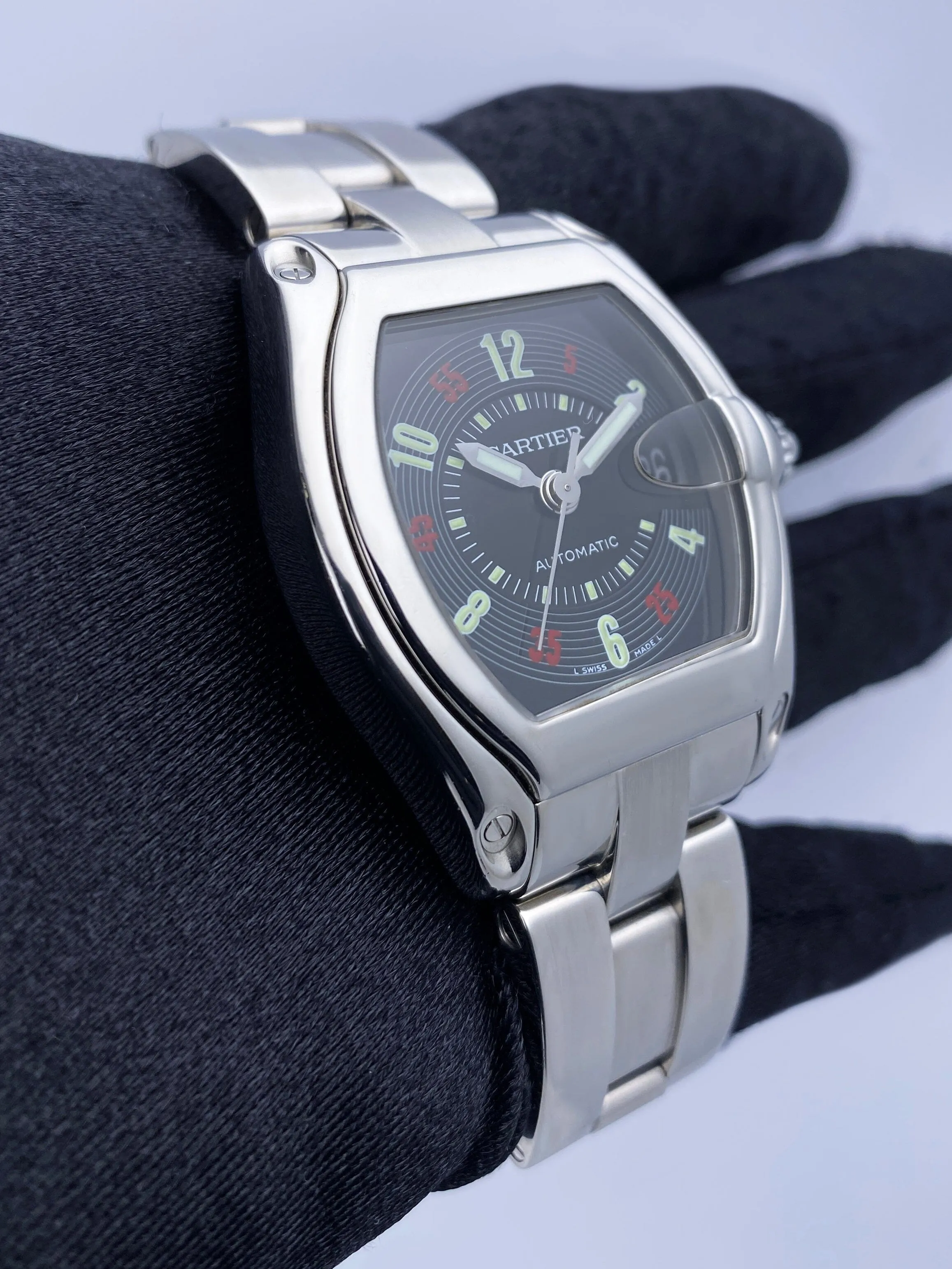 Cartier Roadster W62000V3 Black Dial Stainless Steel Mens Watch