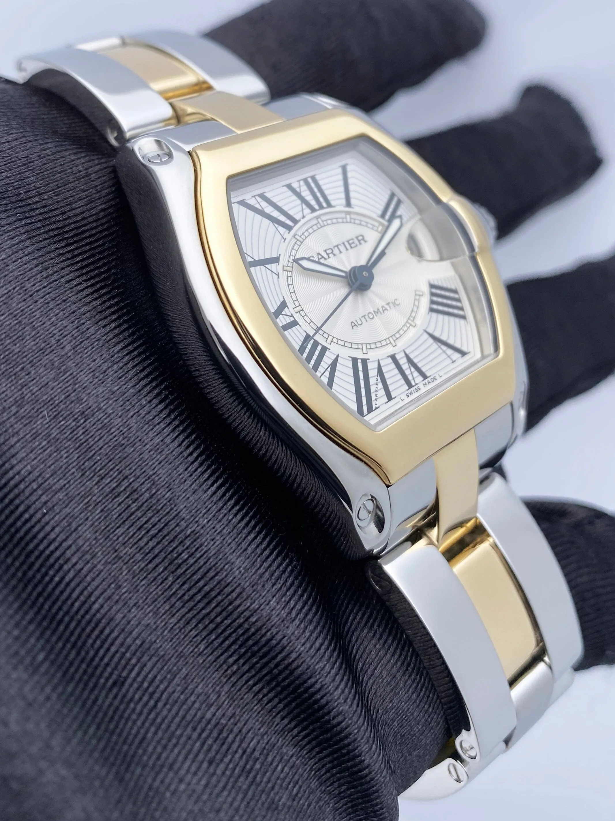 Cartier Roadster W62031Y4 Silver Dial Two Tone Mens Watch