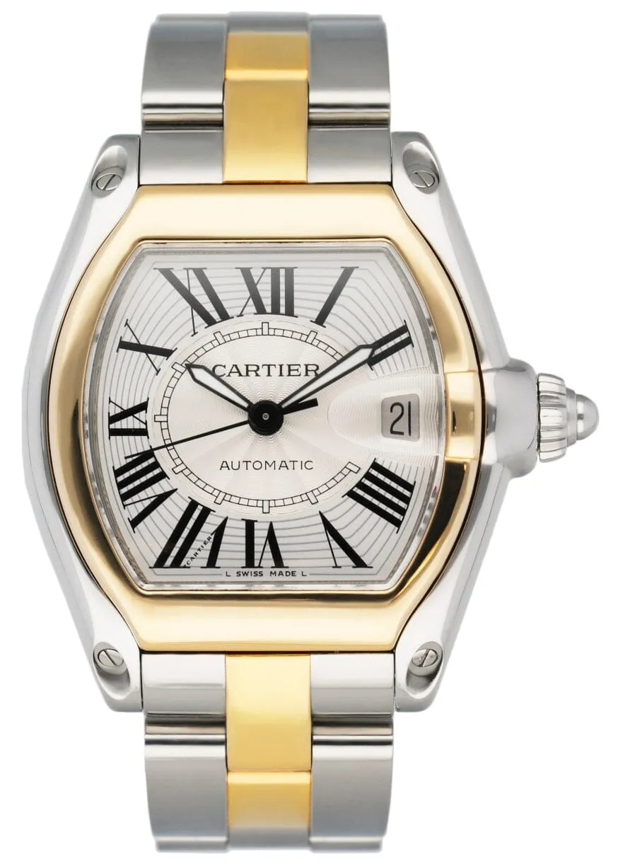 Cartier Roadster W62031Y4 Silver Dial Two Tone Mens Watch
