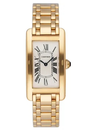 Cartier Tank Americaine W26014K2 Midsize 18K Yellow Gold Watch Box Papers