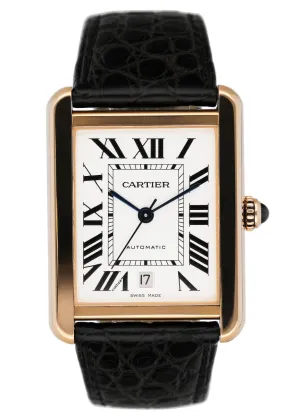 Cartier Tank Solo XL W5200026 18K Rose Gold Mens Watch Box Papers