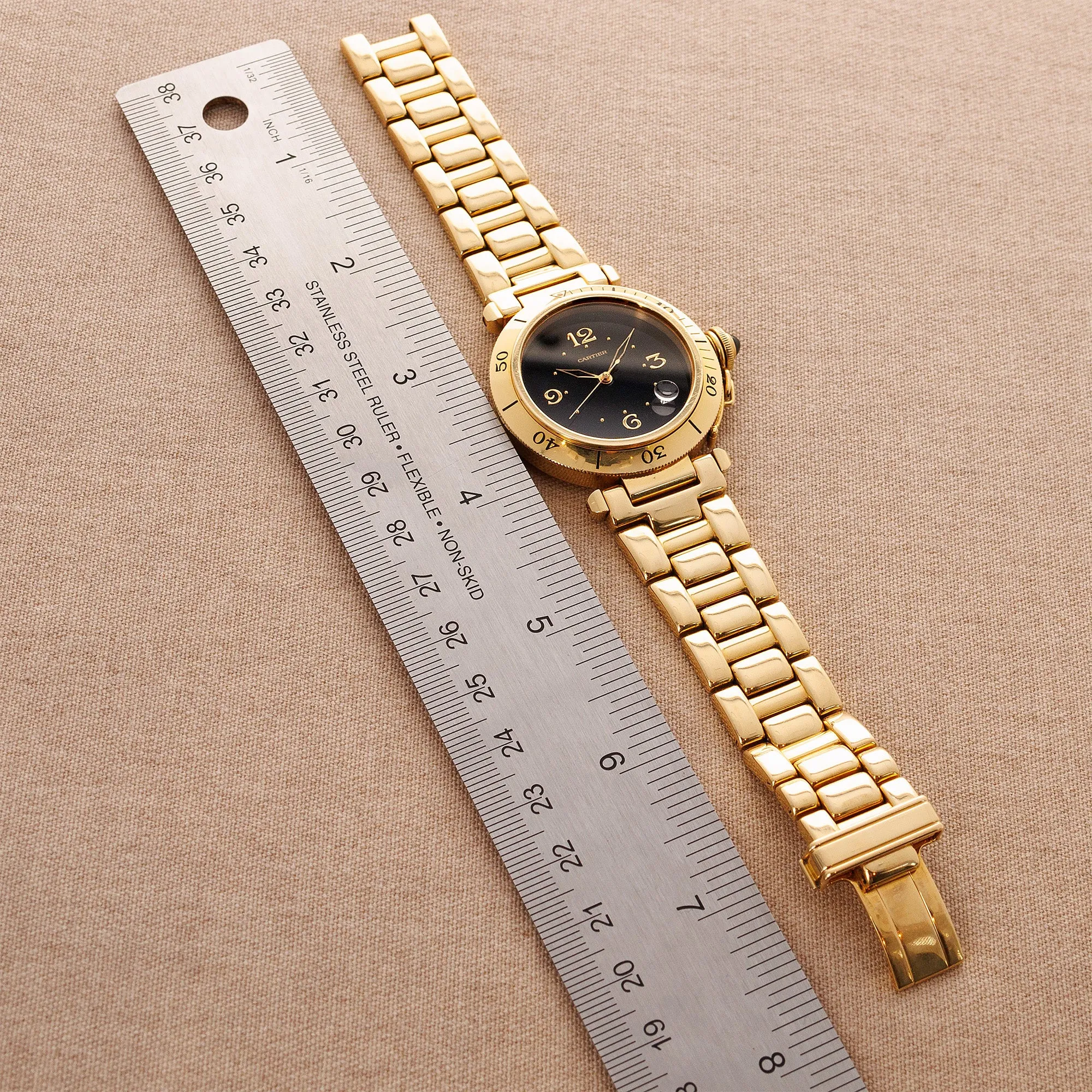 Cartier Yellow Gold Automatic Pasha Ref. 1989 with Rare Black Dial