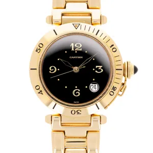 Cartier Yellow Gold Automatic Pasha Ref. 1989 with Rare Black Dial