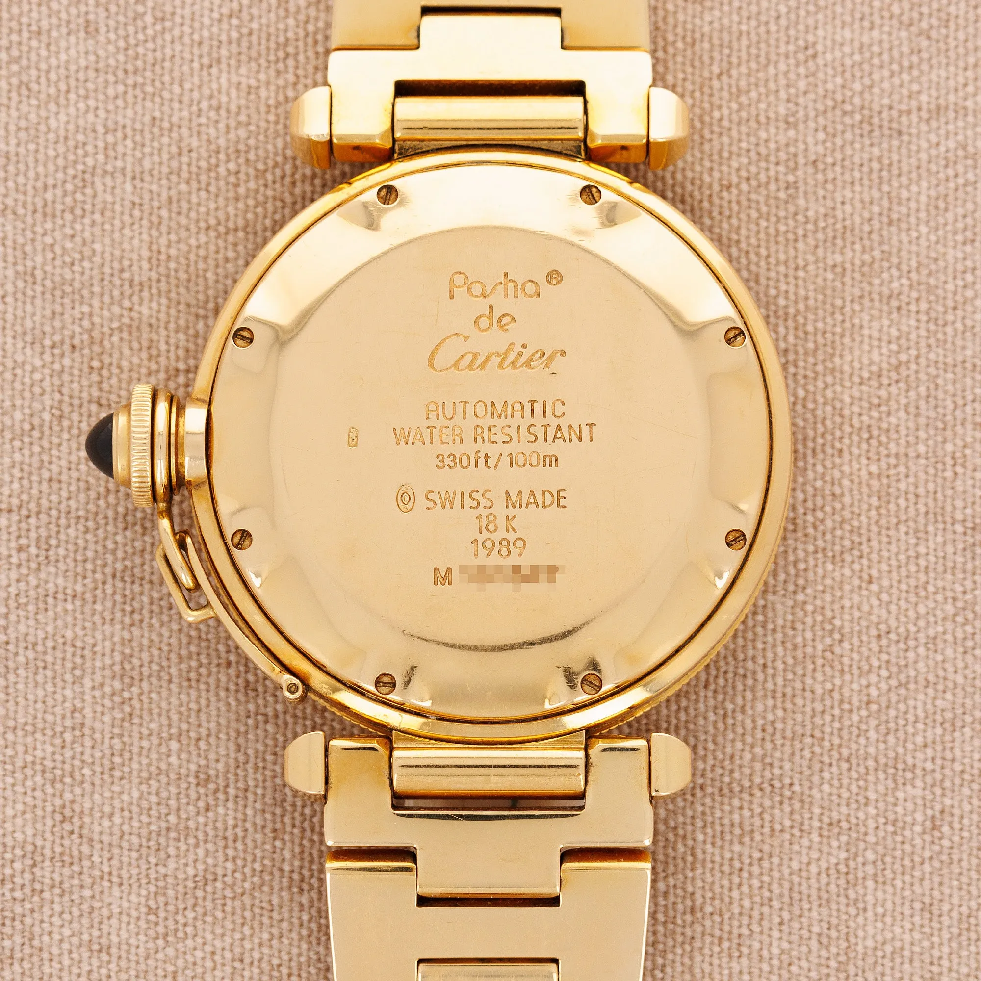 Cartier Yellow Gold Automatic Pasha Ref. 1989 with Rare Black Dial