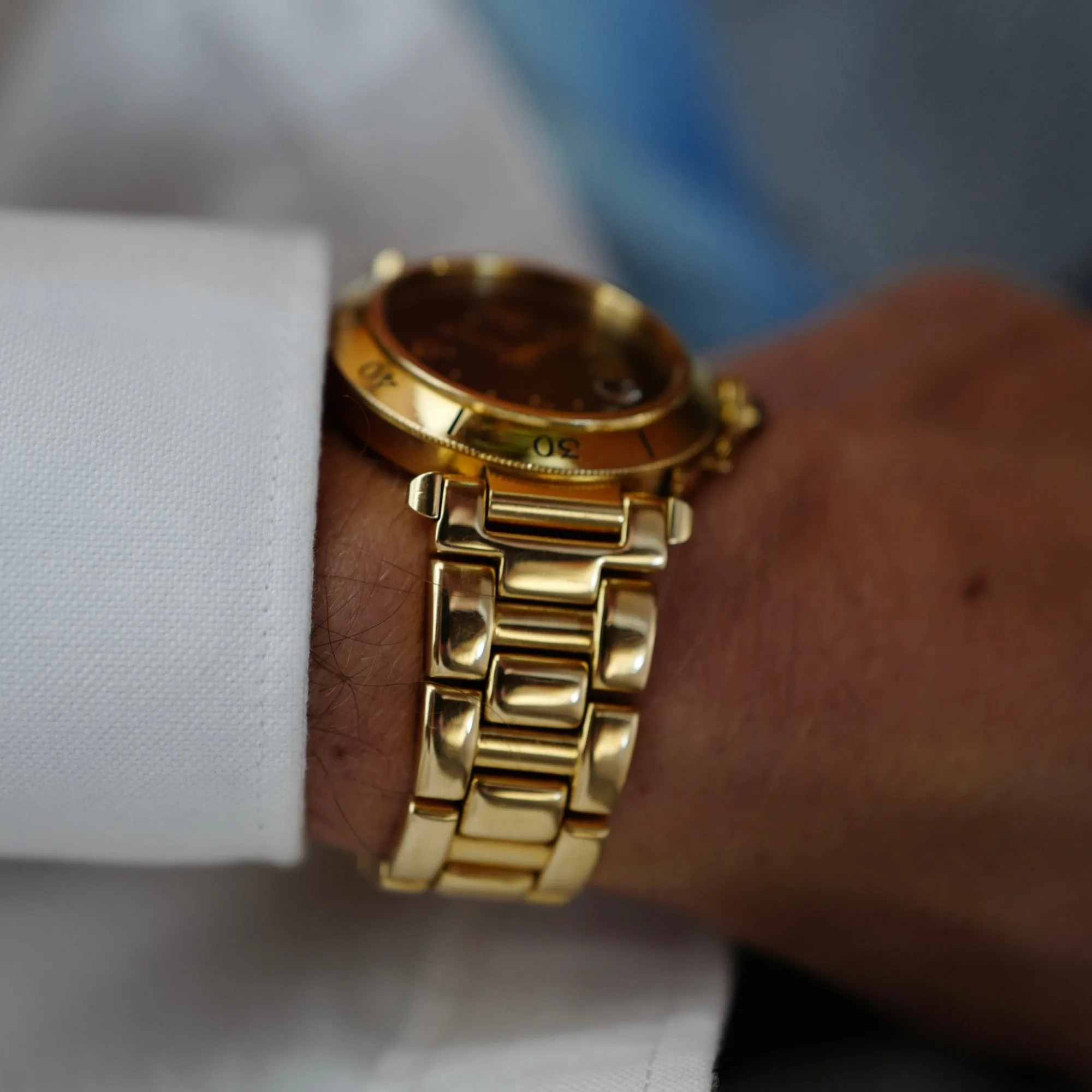 Cartier Yellow Gold Automatic Pasha Ref. 1989 with Rare Black Dial