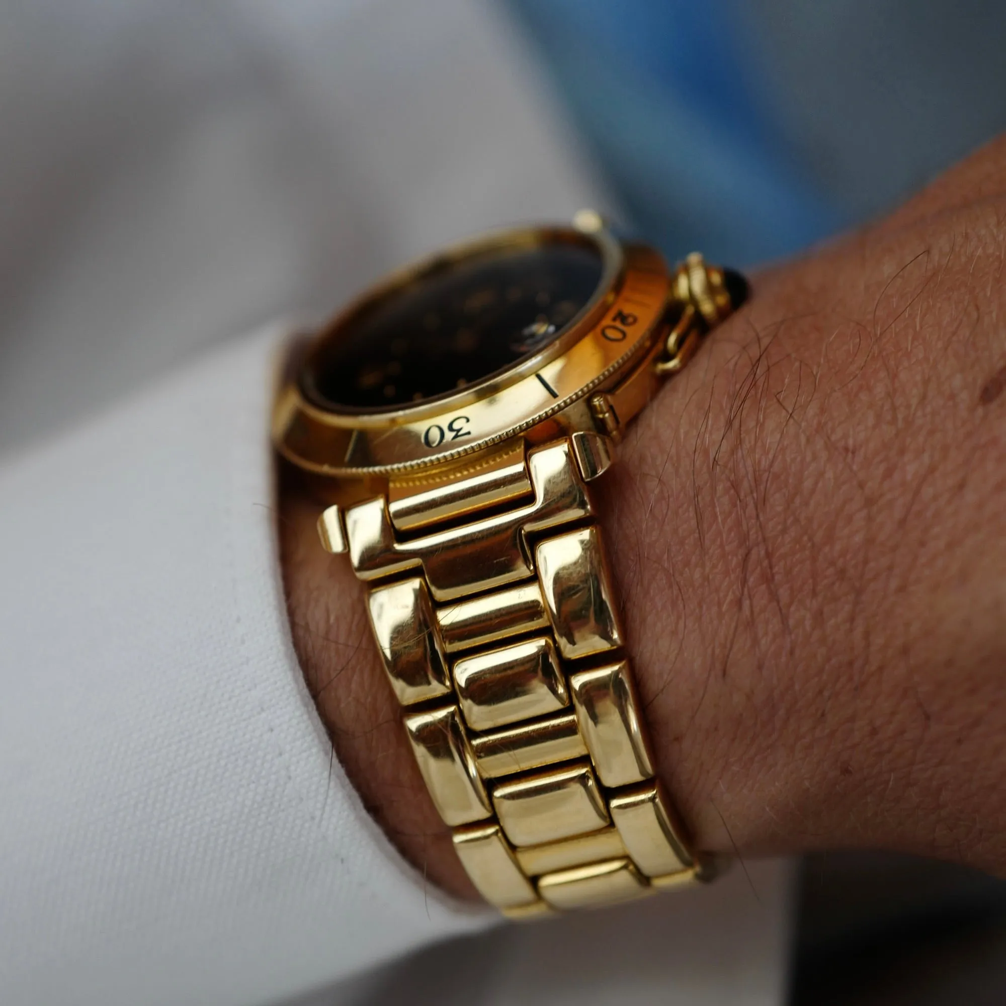 Cartier Yellow Gold Automatic Pasha Ref. 1989 with Rare Black Dial