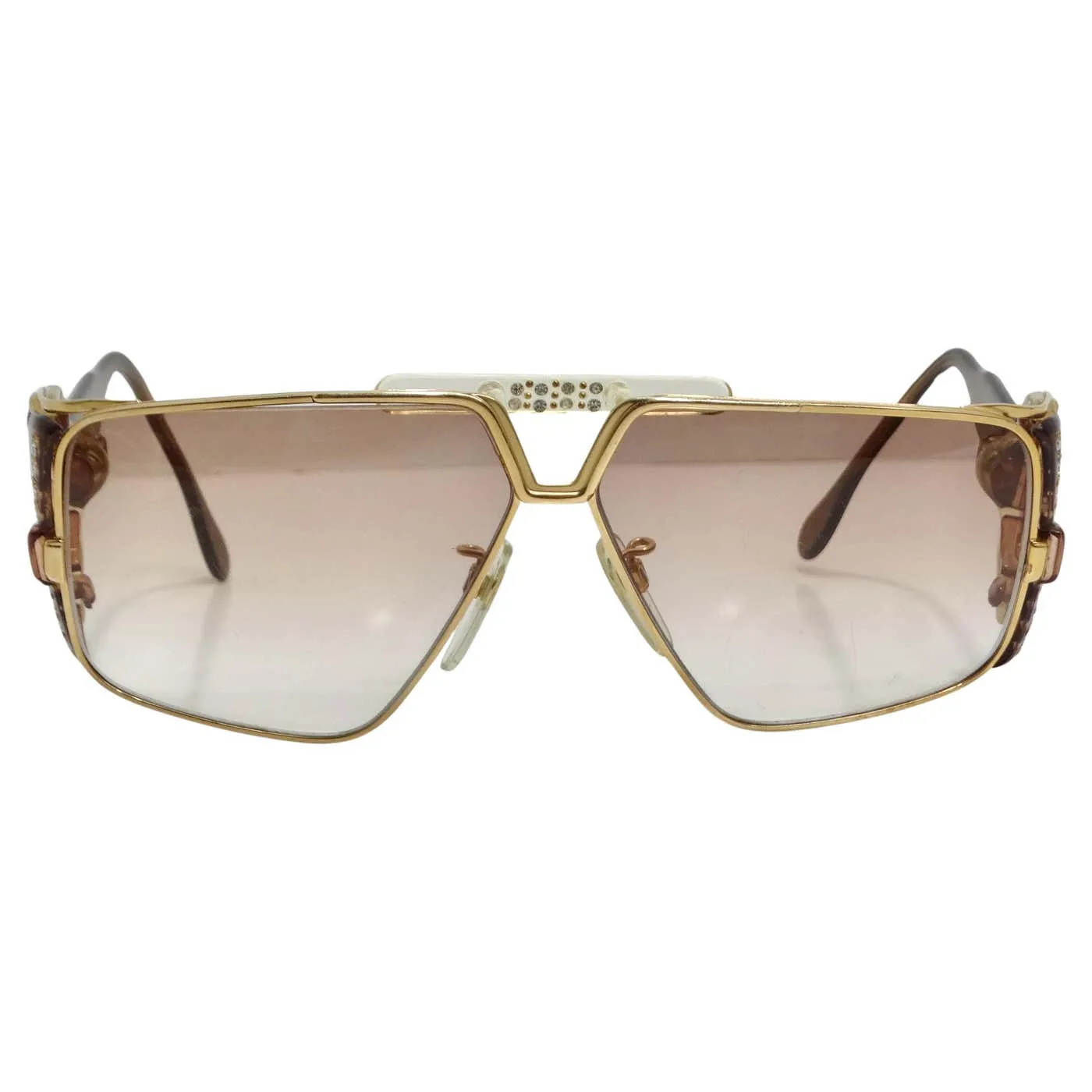 Cazal 1980s 951 Gold Tone Sunglasses