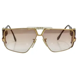 Cazal 1980s 951 Gold Tone Sunglasses