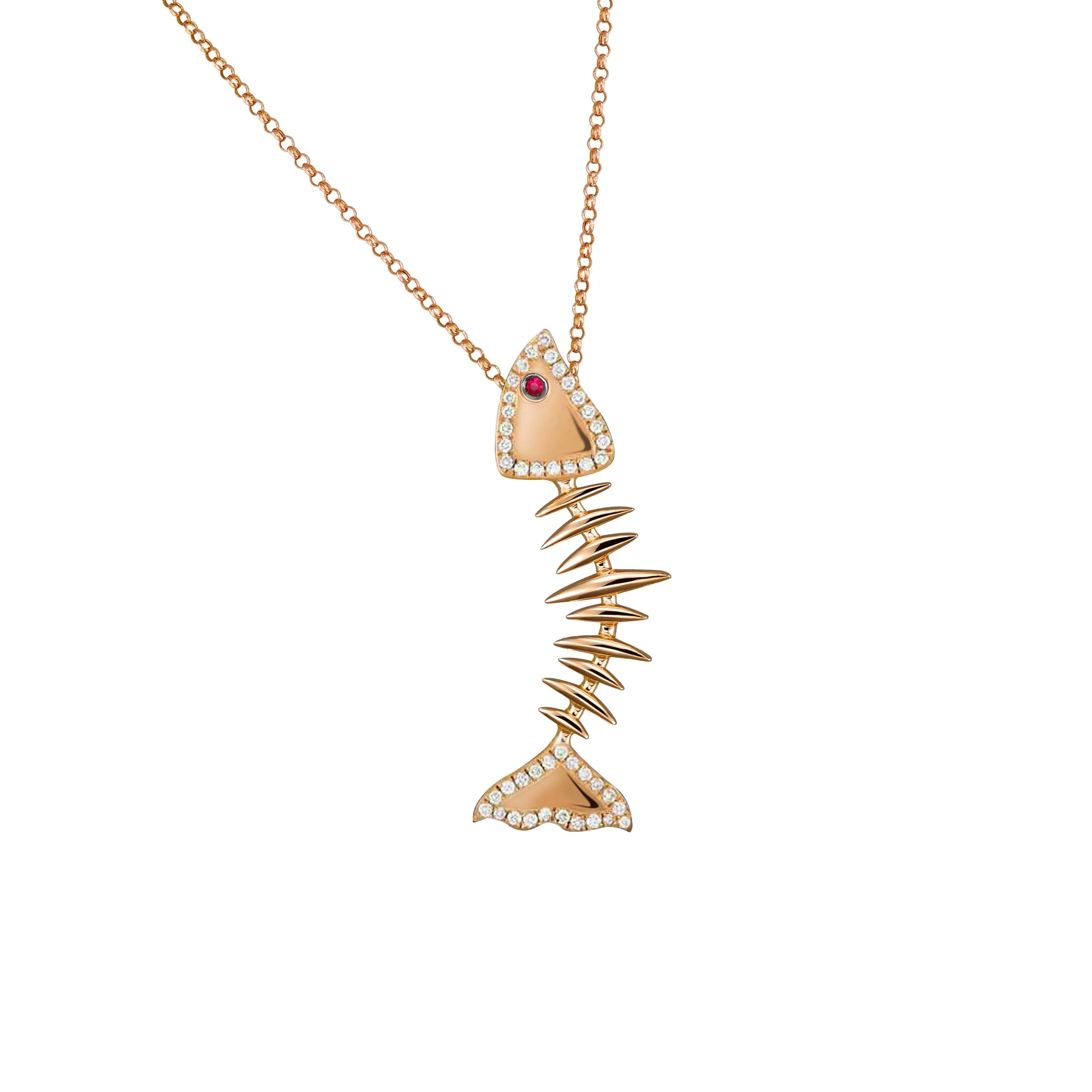 Cedille Curved Skeleton Fish Necklace