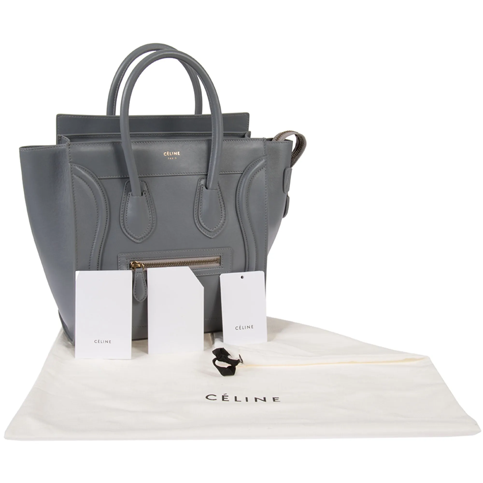 Celine Micro Luggage Handbag | Smooth gray Calfskin