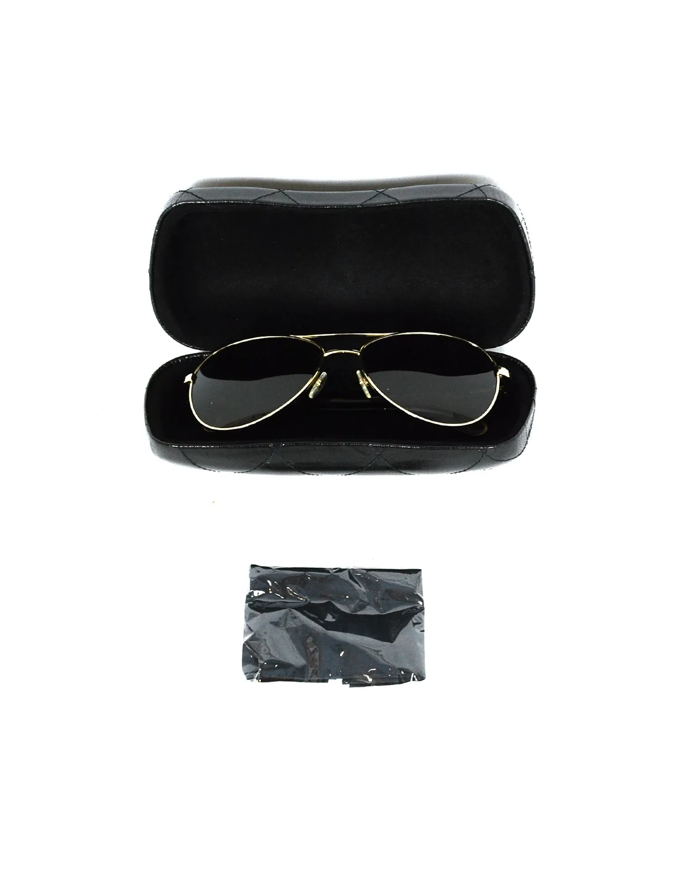 Chanel Brown Gold Aviator Sunglasses