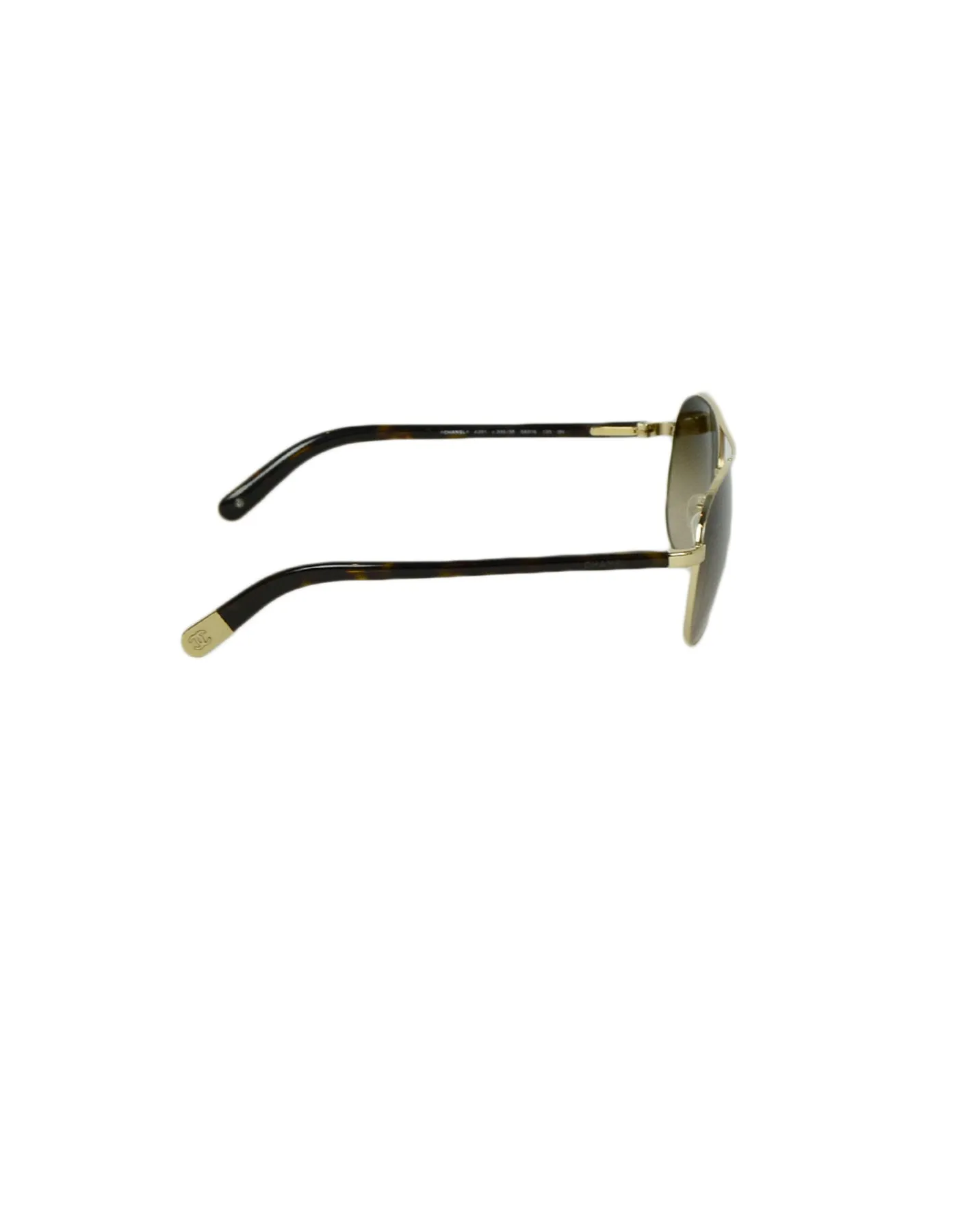 Chanel Brown Gold Aviator Sunglasses