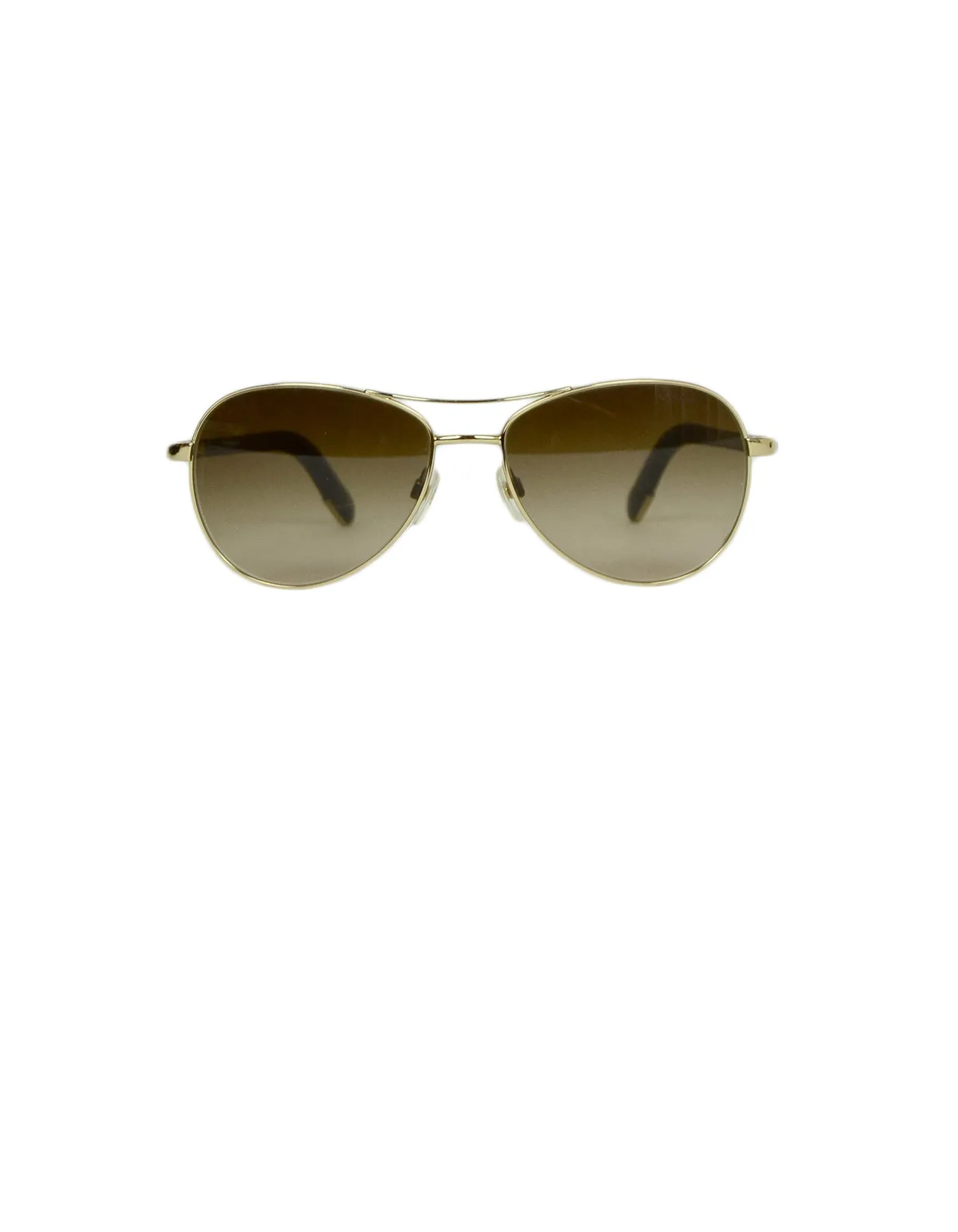 Chanel Brown Gold Aviator Sunglasses