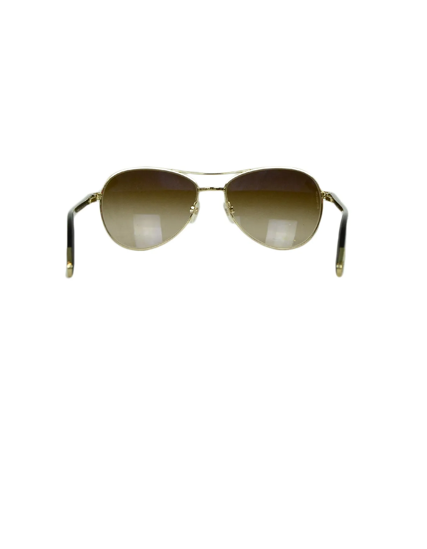 Chanel Brown Gold Aviator Sunglasses