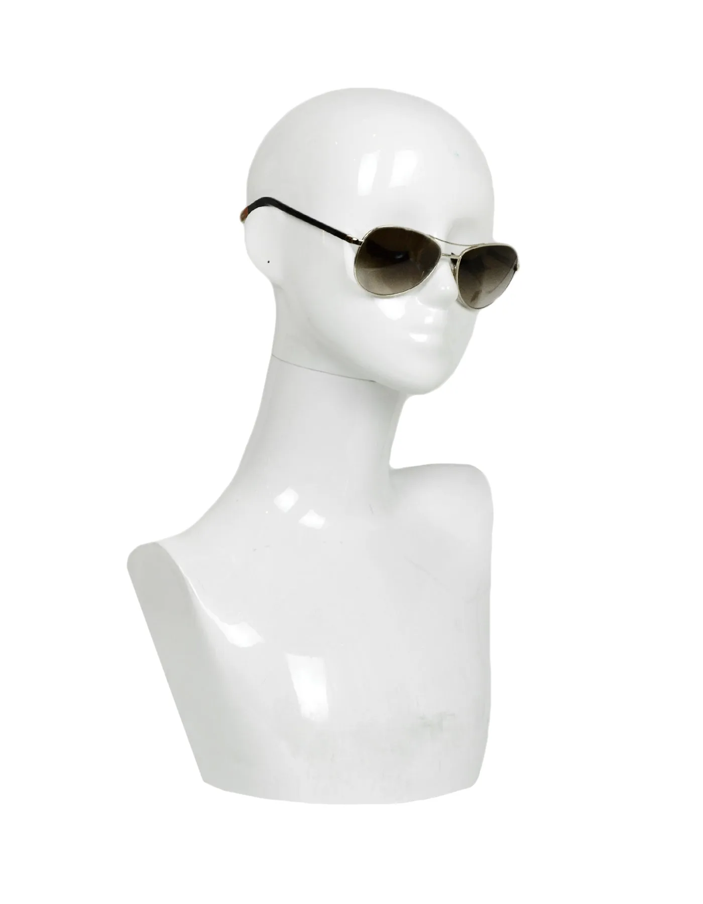 Chanel Brown Gold Aviator Sunglasses