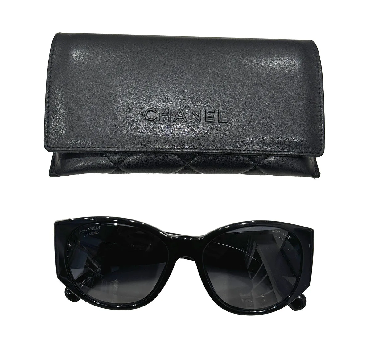 Chanel Chevron Black Sunglasses (NWT)