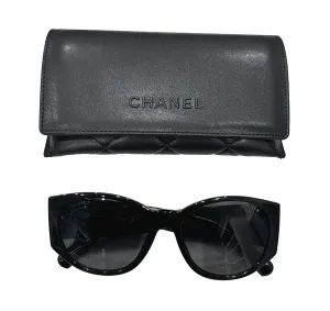 Chanel Chevron Black Sunglasses (NWT)