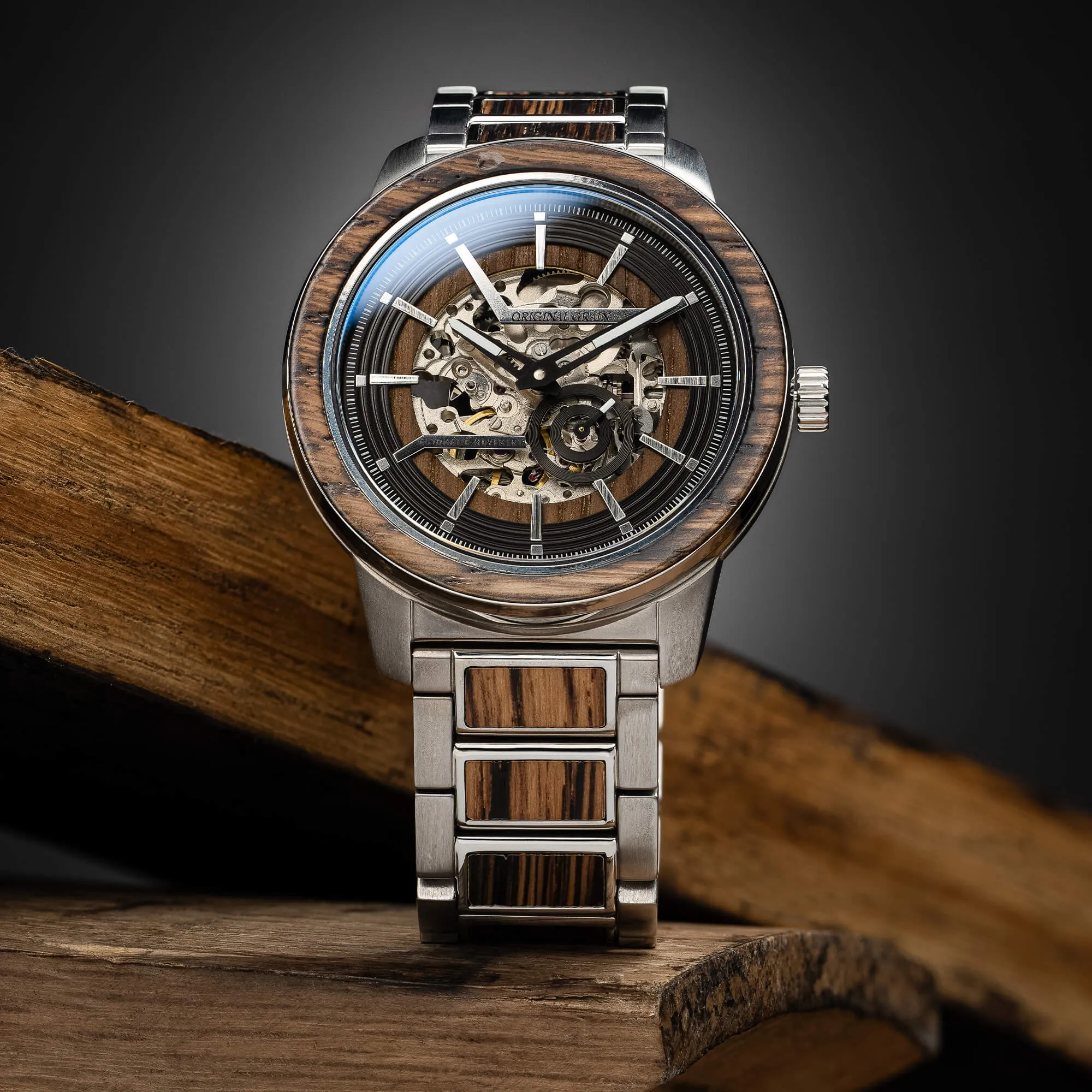 Charred Whiskey Silver Barrel Automatic 46mm
