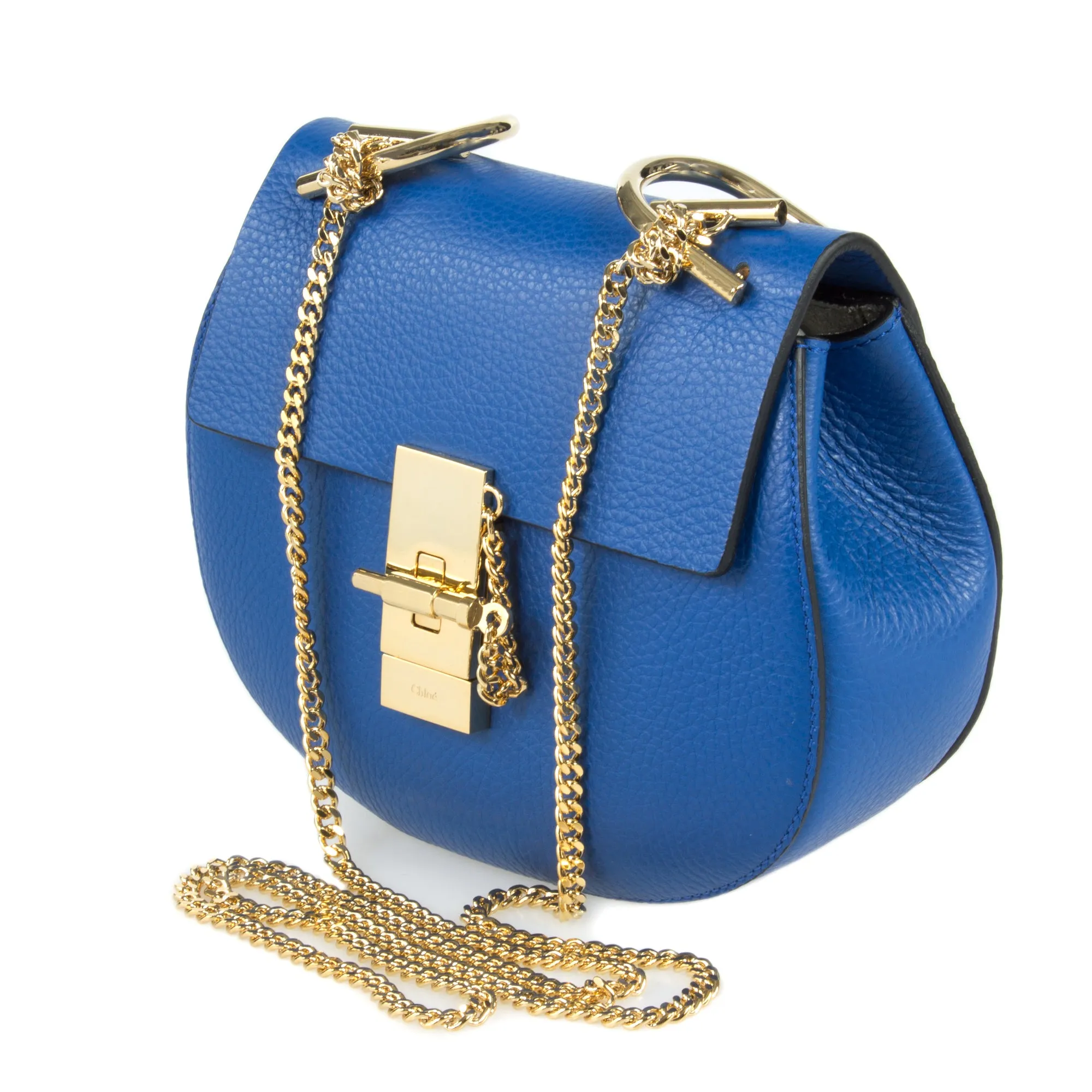 Chloe Drew Bag | Blue with Gold Hardware | Small