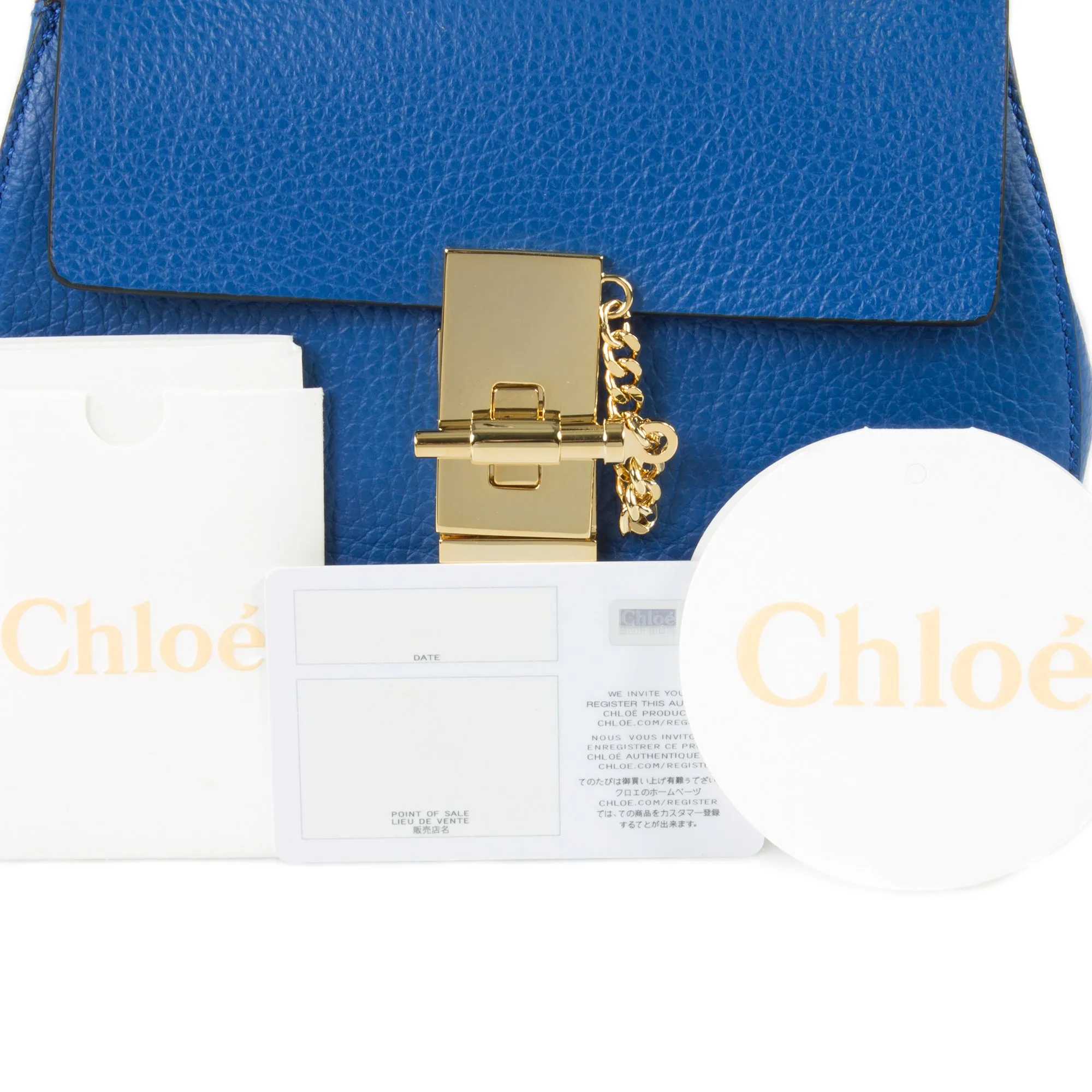 Chloe Drew Bag | Blue with Gold Hardware | Small